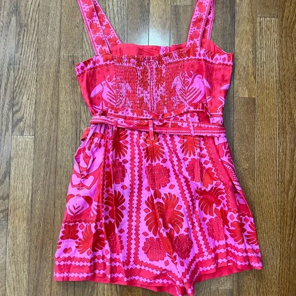 Farm Rio Red and Pink Floral Romper - Picture 4 of 4